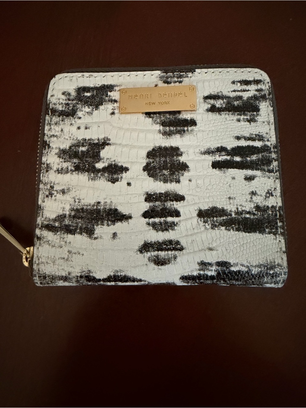 Henri Bendel Zip Around Python Patterned Leather Wallet in VGUC